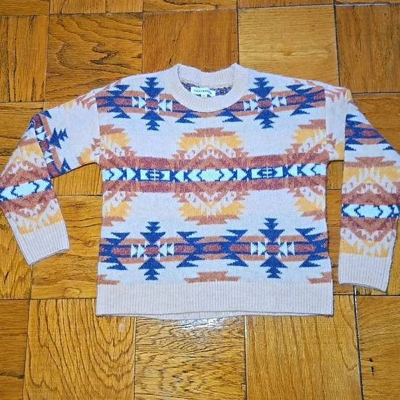 Lucky Brand Aztec Southwest Sweater Women’s Small Beige Multi - Picture 4 of 11